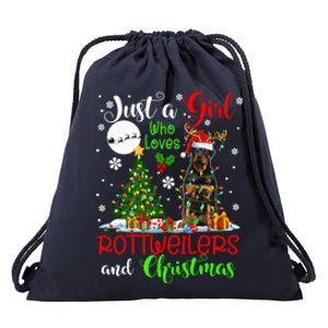 Just A Who Loves Rottweilers And Xmas Santa Reindeer Cute Gift Drawstring Bag