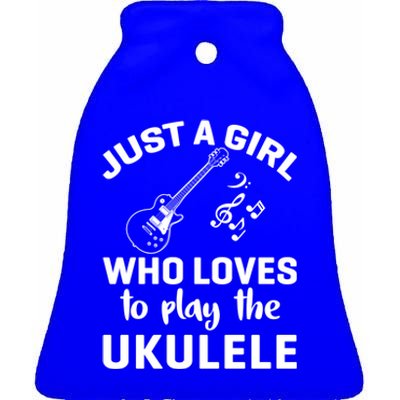 Just A Who Loves To Play The Ukulele Players Funny Gift Ceramic Bell Ornament