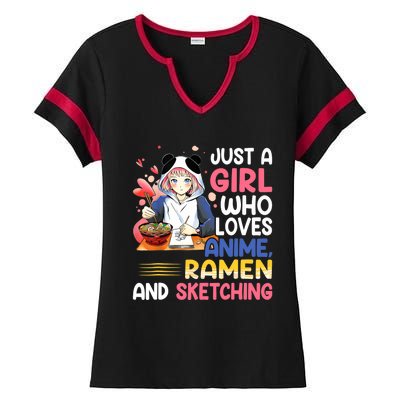 Just A Who Loves Anime Ra And Sketching Japan Anime Ladies Halftime Notch Neck Tee