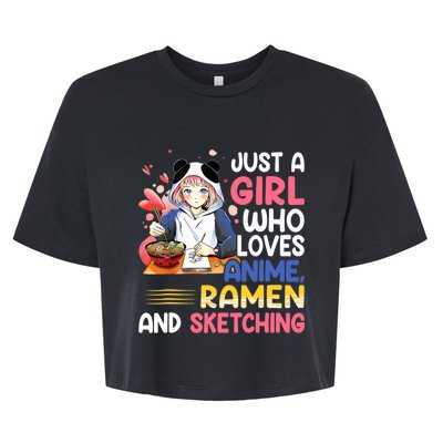 Just A Who Loves Anime Ra And Sketching Japan Anime Bella+Canvas Jersey Crop Tee