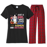 Just A Who Loves Anime Ra And Sketching Japan Anime Women's Flannel Pajama Set