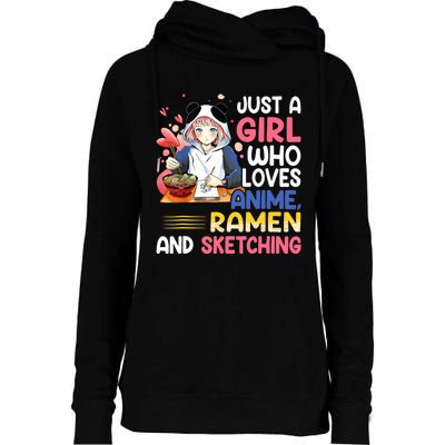 Just A Who Loves Anime Ra And Sketching Japan Anime Womens Funnel Neck Pullover Hood