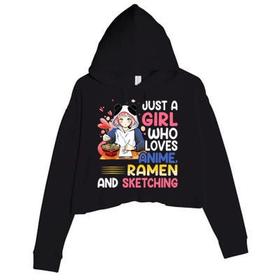 Just A Who Loves Anime Ra And Sketching Japan Anime Crop Fleece Hoodie