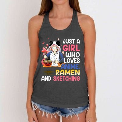 Just A Who Loves Anime Ra And Sketching Japan Anime Women's Knotted Racerback Tank