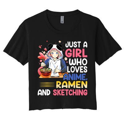 Just A Who Loves Anime Ra And Sketching Japan Anime Women's Crop Top Tee