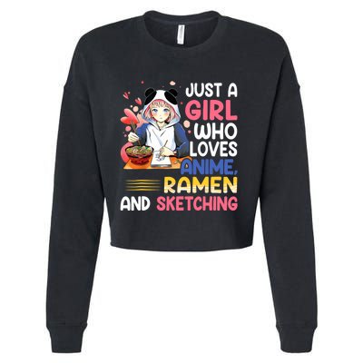 Just A Who Loves Anime Ra And Sketching Japan Anime Cropped Pullover Crew