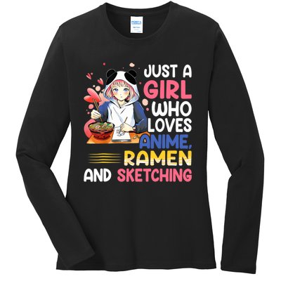 Just A Who Loves Anime Ra And Sketching Japan Anime Ladies Long Sleeve Shirt