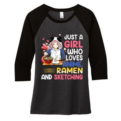 Just A Who Loves Anime Ra And Sketching Japan Anime Women's Tri-Blend 3/4-Sleeve Raglan Shirt