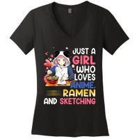 Just A Who Loves Anime Ra And Sketching Japan Anime Women's V-Neck T-Shirt