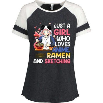 Just A Who Loves Anime Ra And Sketching Japan Anime Enza Ladies Jersey Colorblock Tee