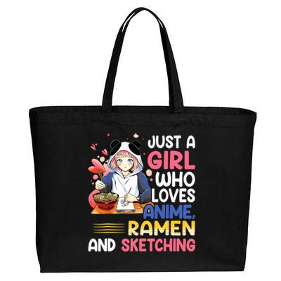 Just A Who Loves Anime Ra And Sketching Japan Anime Cotton Canvas Jumbo Tote