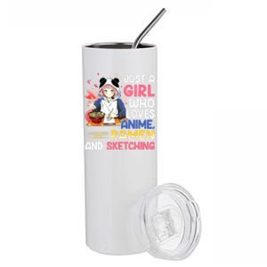 Just A Who Loves Anime Ra And Sketching Japan Anime Stainless Steel Tumbler