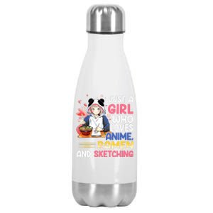 Just A Who Loves Anime Ra And Sketching Japan Anime Stainless Steel Insulated Water Bottle