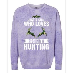 Just A Who Loves Fishing And Hunting Forest Gift Colorblast Crewneck Sweatshirt