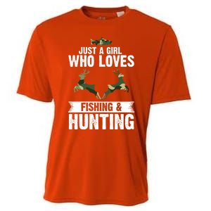 Just A Who Loves Fishing And Hunting Forest Gift Cooling Performance Crew T-Shirt