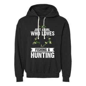 Just A Who Loves Fishing And Hunting Forest Gift Garment-Dyed Fleece Hoodie