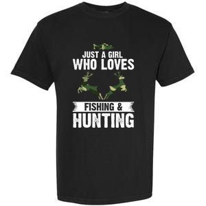 Just A Who Loves Fishing And Hunting Forest Gift Garment-Dyed Heavyweight T-Shirt