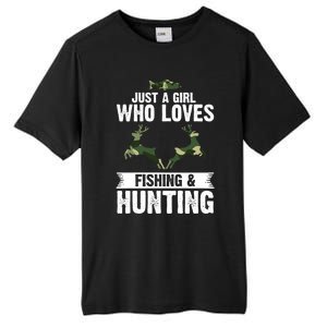 Just A Who Loves Fishing And Hunting Forest Gift Tall Fusion ChromaSoft Performance T-Shirt