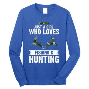 Just A Who Loves Fishing And Hunting Forest Gift Long Sleeve Shirt