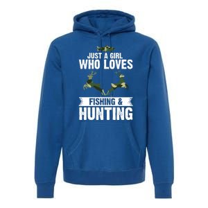 Just A Who Loves Fishing And Hunting Forest Gift Premium Hoodie