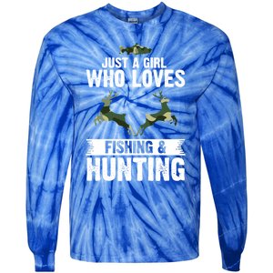 Just A Who Loves Fishing And Hunting Forest Gift Tie-Dye Long Sleeve Shirt