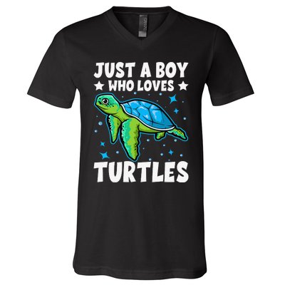 Just A Who Loves Turtles Lover Gifts Sea Ocean Turtle V-Neck T-Shirt