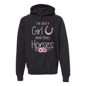 Just A  Who Loves Horses Horse Lover Cute Premium Hoodie