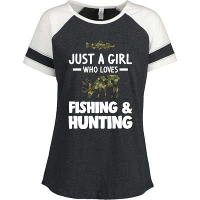 Just A Who Loves Fishing And Hunting Hunt Cool Gift Enza Ladies Jersey Colorblock Tee