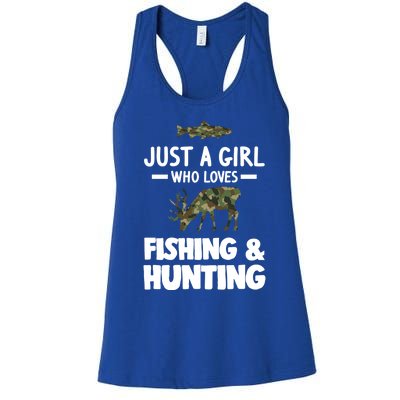 Just A Who Loves Fishing And Hunting Hunt Cool Gift Women's Racerback Tank