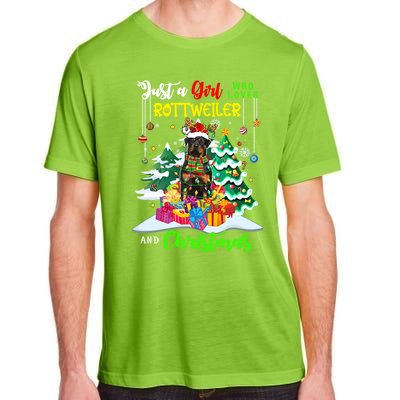 Just A Who Loves Rottweiler And Christmas Santa Dog Cute Gift Adult ChromaSoft Performance T-Shirt