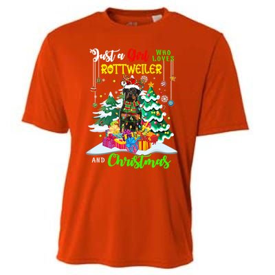 Just A Who Loves Rottweiler And Christmas Santa Dog Cute Gift Cooling Performance Crew T-Shirt