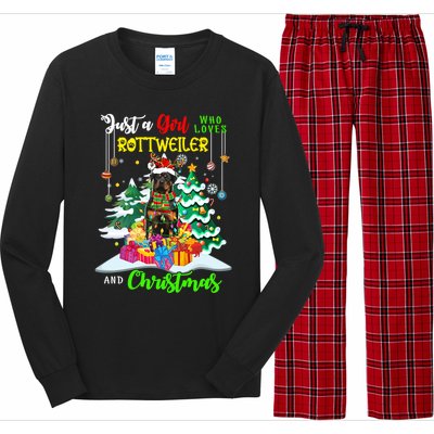 Just A Who Loves Rottweiler And Christmas Santa Dog Cute Gift Long Sleeve Pajama Set