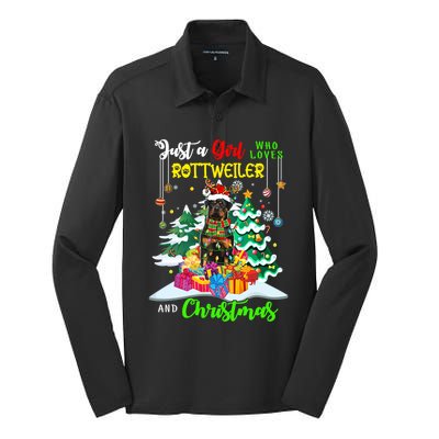 Just A Who Loves Rottweiler And Christmas Santa Dog Cute Gift Silk Touch Performance Long Sleeve Polo