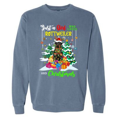 Just A Who Loves Rottweiler And Christmas Santa Dog Cute Gift Garment-Dyed Sweatshirt