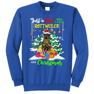 Just A Who Loves Rottweiler And Christmas Santa Dog Cute Gift Sweatshirt