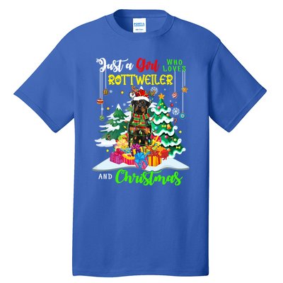 Just A Who Loves Rottweiler And Christmas Santa Dog Cute Gift Tall T-Shirt