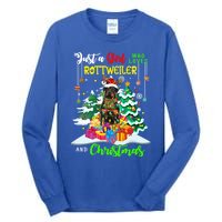 Just A Who Loves Rottweiler And Christmas Santa Dog Cute Gift Tall Long Sleeve T-Shirt