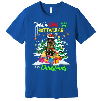 Just A Who Loves Rottweiler And Christmas Santa Dog Cute Gift Premium T-Shirt