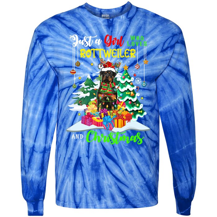 Just A Who Loves Rottweiler And Christmas Santa Dog Cute Gift Tie-Dye Long Sleeve Shirt