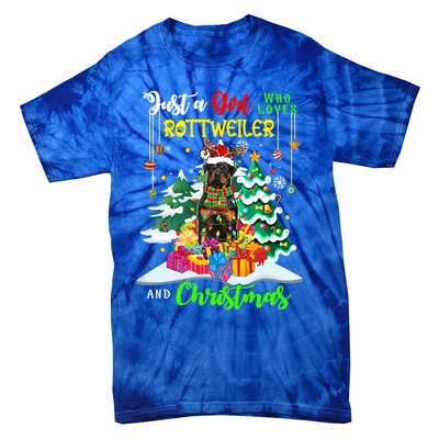 Just A Who Loves Rottweiler And Christmas Santa Dog Cute Gift Tie-Dye T-Shirt