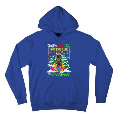 Just A Who Loves Rottweiler And Christmas Santa Dog Cute Gift Tall Hoodie