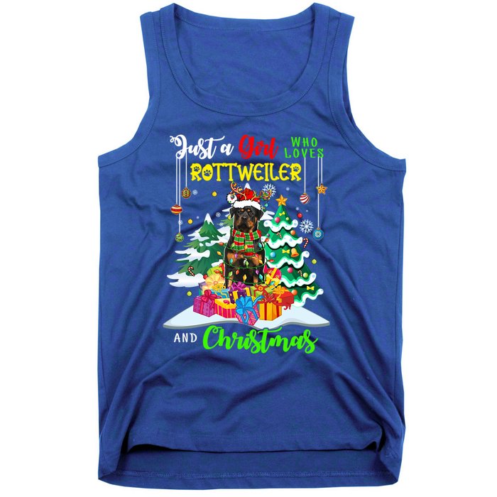 Just A Who Loves Rottweiler And Christmas Santa Dog Cute Gift Tank Top