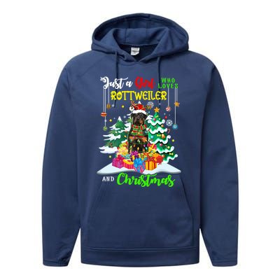 Just A Who Loves Rottweiler And Christmas Santa Dog Cute Gift Performance Fleece Hoodie