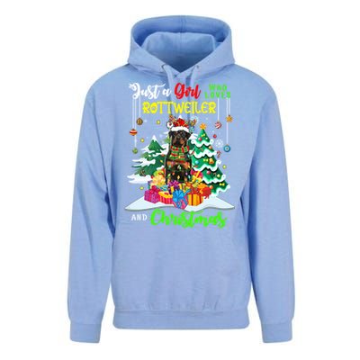 Just A Who Loves Rottweiler And Christmas Santa Dog Cute Gift Unisex Surf Hoodie