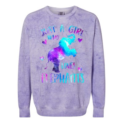 Just A Who Loves Elephants Galaxy Space Elephant Lover Colorblast Crewneck Sweatshirt