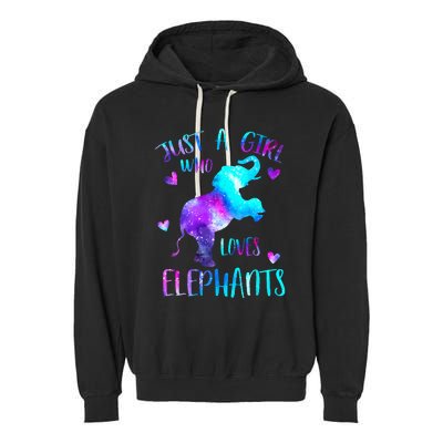 Just A Who Loves Elephants Galaxy Space Elephant Lover Garment-Dyed Fleece Hoodie