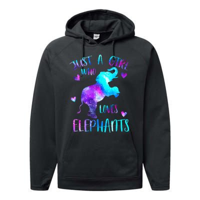 Just A Who Loves Elephants Galaxy Space Elephant Lover Performance Fleece Hoodie