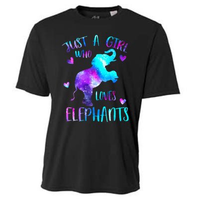 Just A Who Loves Elephants Galaxy Space Elephant Lover Cooling Performance Crew T-Shirt