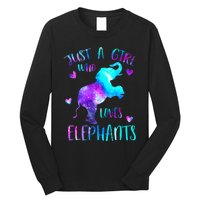 Just A Who Loves Elephants Galaxy Space Elephant Lover Long Sleeve Shirt