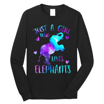 Just A Who Loves Elephants Galaxy Space Elephant Lover Long Sleeve Shirt